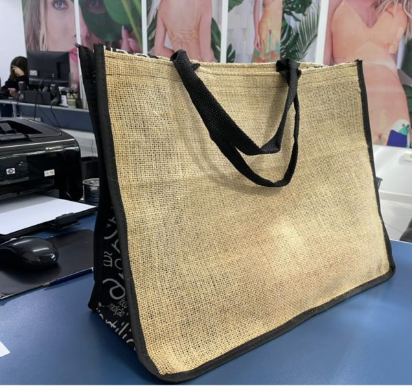 Ecobag Personalizada Juta e Algodão Preto